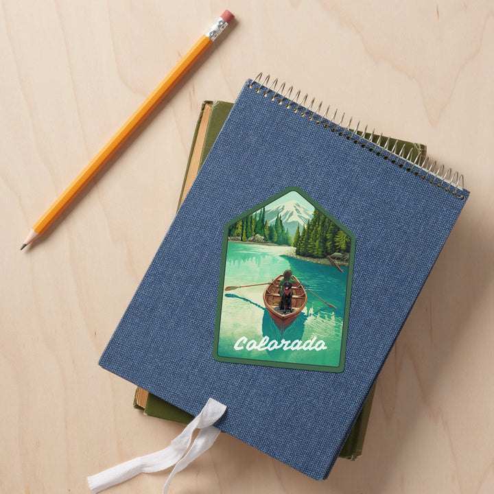 Colorado, Quiet Explorer, Boating, Mountain, Contour, Vinyl Sticker Sticker Lantern Press 