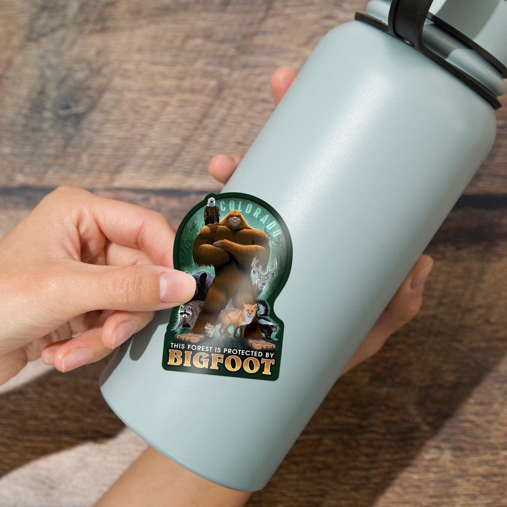 Colorado, Respect Our Wildlife, Bigfoot, Contour, Lantern Press Artwork, Vinyl Sticker Sticker Lantern Press 