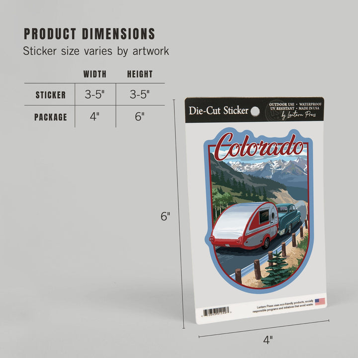 Colorado, Retro Camper, Contour, Vinyl Sticker - Lantern Press