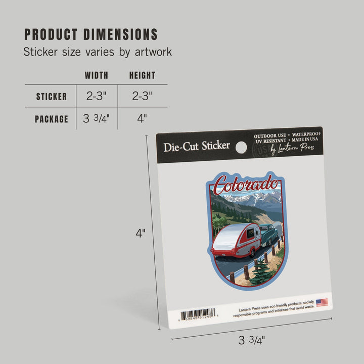 Colorado, Retro Camper, Contour, Vinyl Sticker - Lantern Press