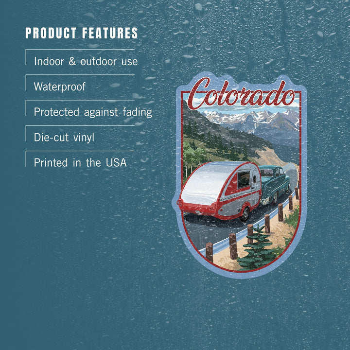 Colorado, Retro Camper, Contour, Vinyl Sticker - Lantern Press
