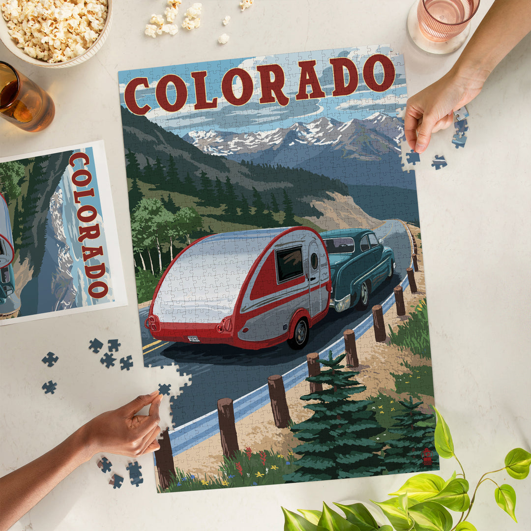 Colorado, Retro Camper, Jigsaw Puzzle Puzzle Lantern Press 
