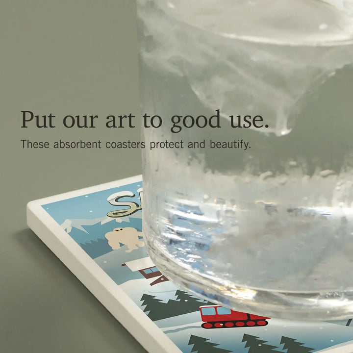 Colorado, Retro Ski Resort, Coasters Coasters Lantern Press 