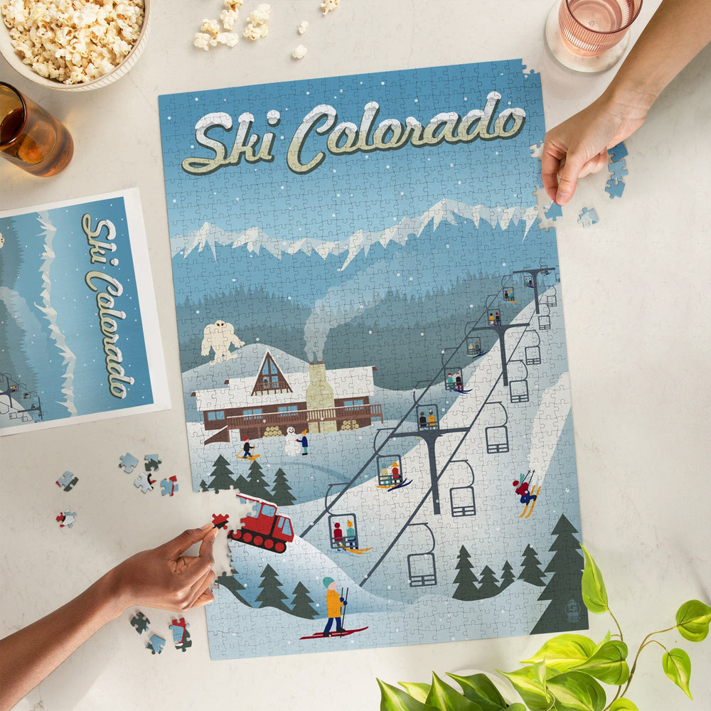 Colorado, Retro Ski Resort, Jigsaw Puzzle Puzzle Lantern Press 