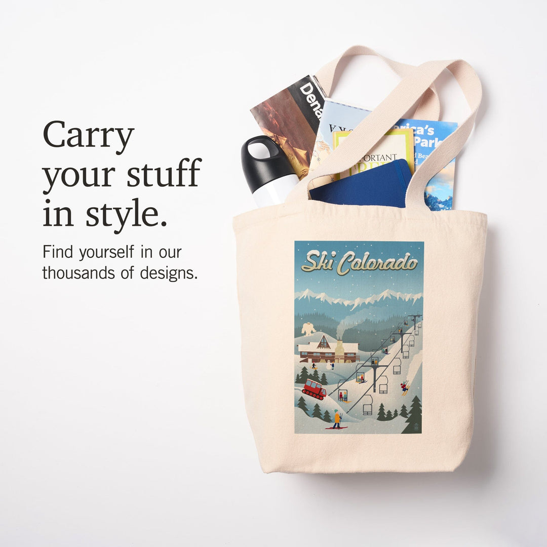 Colorado, Retro Ski Resort, Tote Bag Totes Lantern Press 
