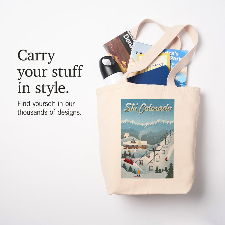 Colorado, Retro Ski Resort, Tote Bag Totes Lantern Press 