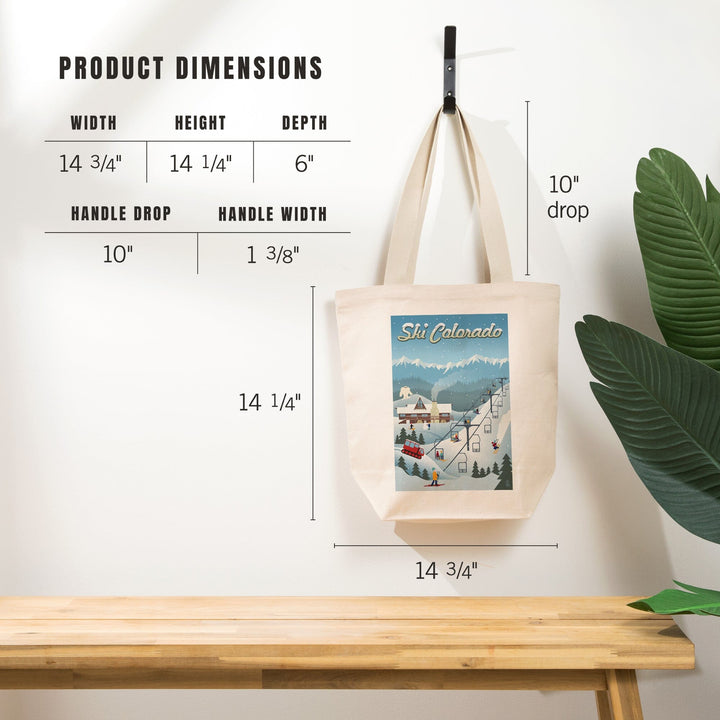 Colorado, Retro Ski Resort, Tote Bag Totes Lantern Press 