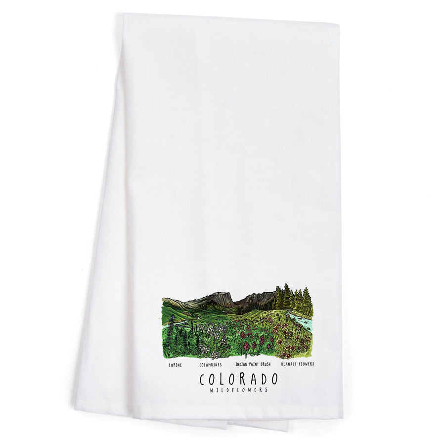 Colorado, Rockies Wildflowers, Organic Cotton Kitchen Tea Towels Kitchen Lantern Press 
