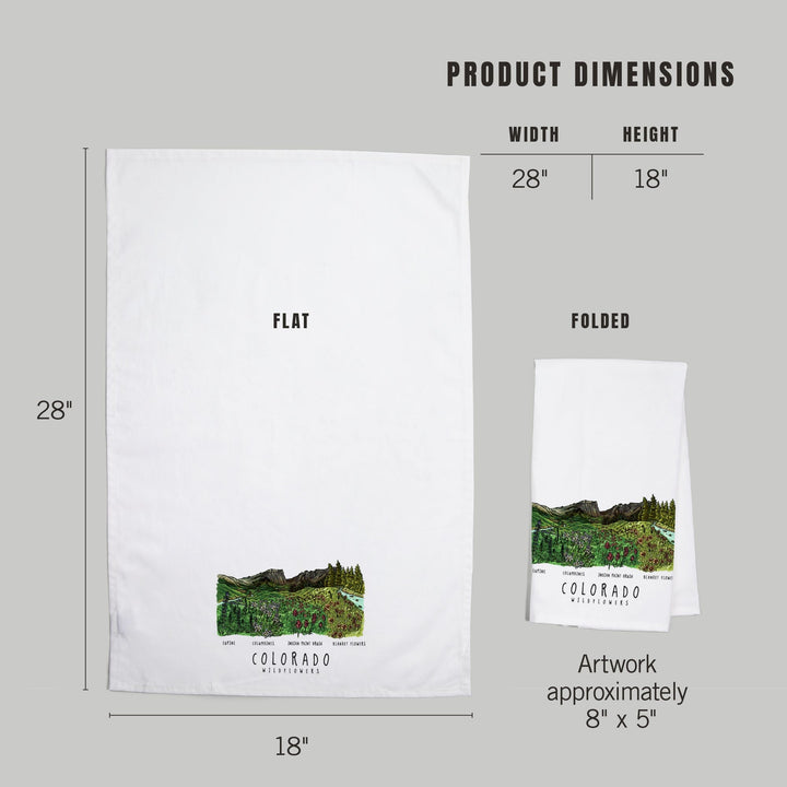 Colorado, Rockies Wildflowers, Organic Cotton Kitchen Tea Towels Kitchen Lantern Press 