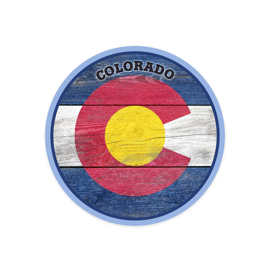 Colorado, Rustic State Flag, Contour, Vinyl Sticker - Lantern Press