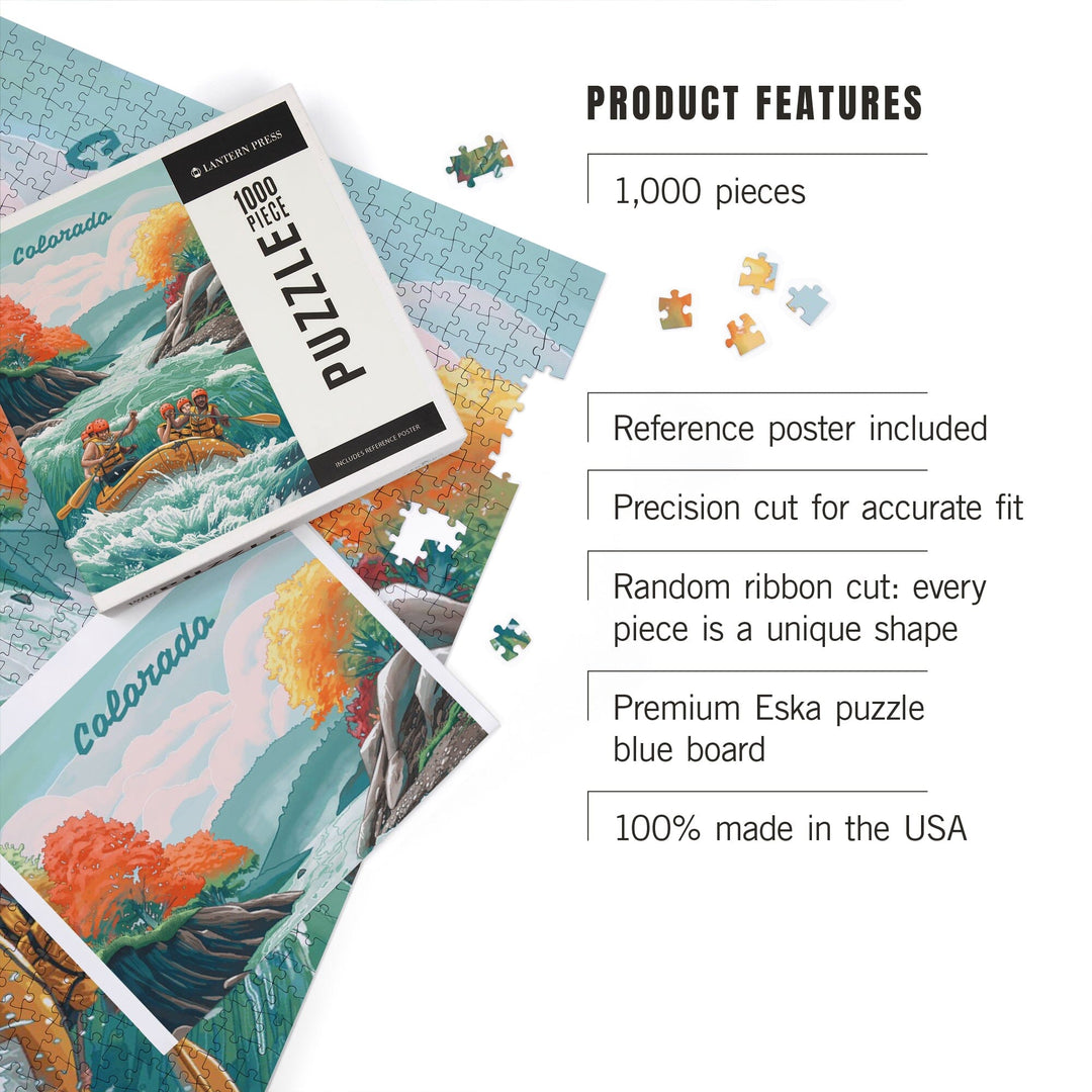 Colorado, Seek Adventure, River Rafting, Jigsaw Puzzle - Lantern Press