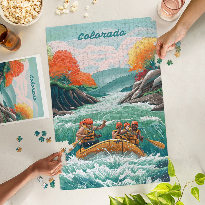 Colorado, Seek Adventure, River Rafting, Jigsaw Puzzle - Lantern Press