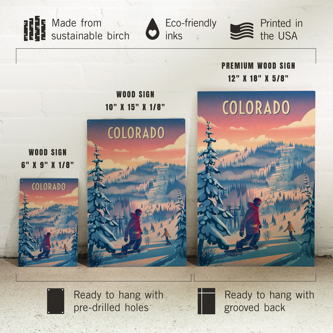Colorado, Shred the Gnar, Snowboarding, Wood Signs and Postcards Wood Lantern Press 