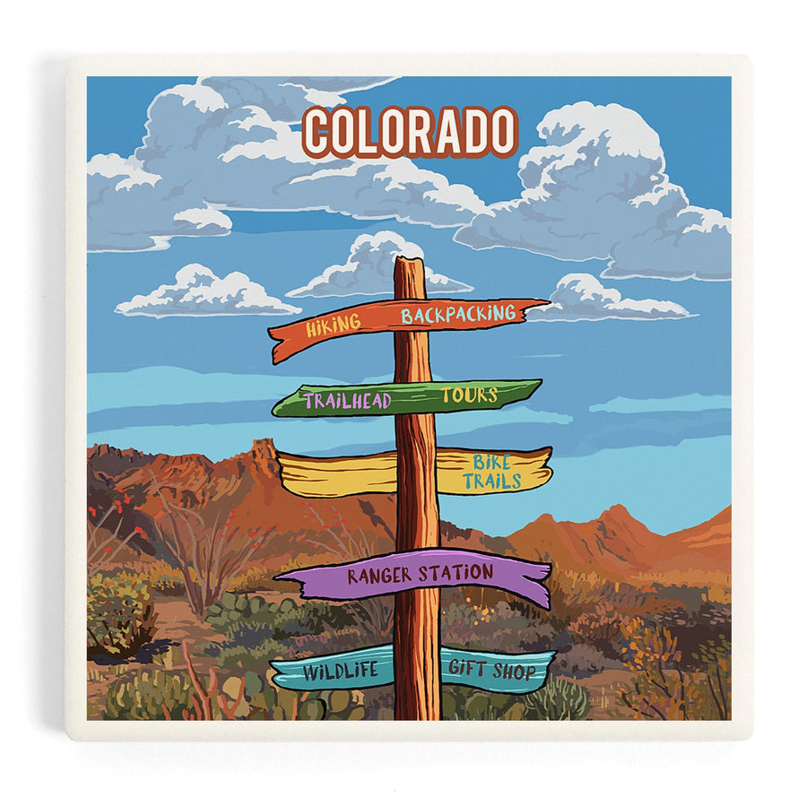 Colorado, Signpost, Desert, Coasters Coasters Lantern Press 