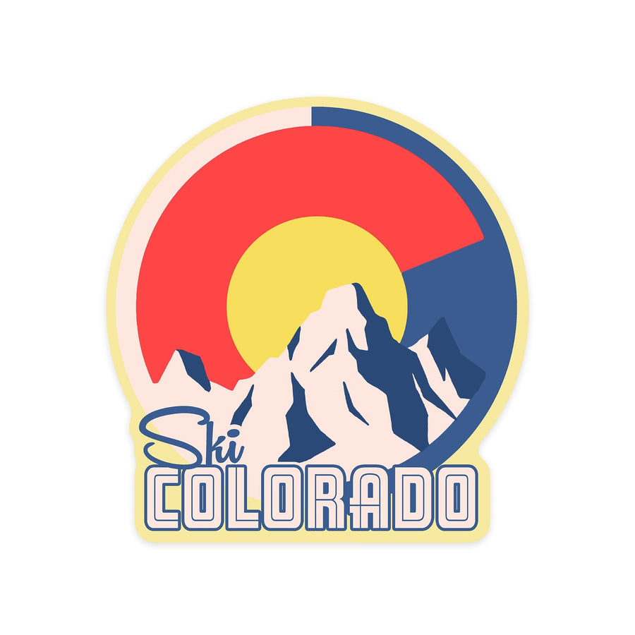 Colorado, Ski Colorado, Contour, Lantern Press Artwork, Vinyl Sticker Sticker Lantern Press 