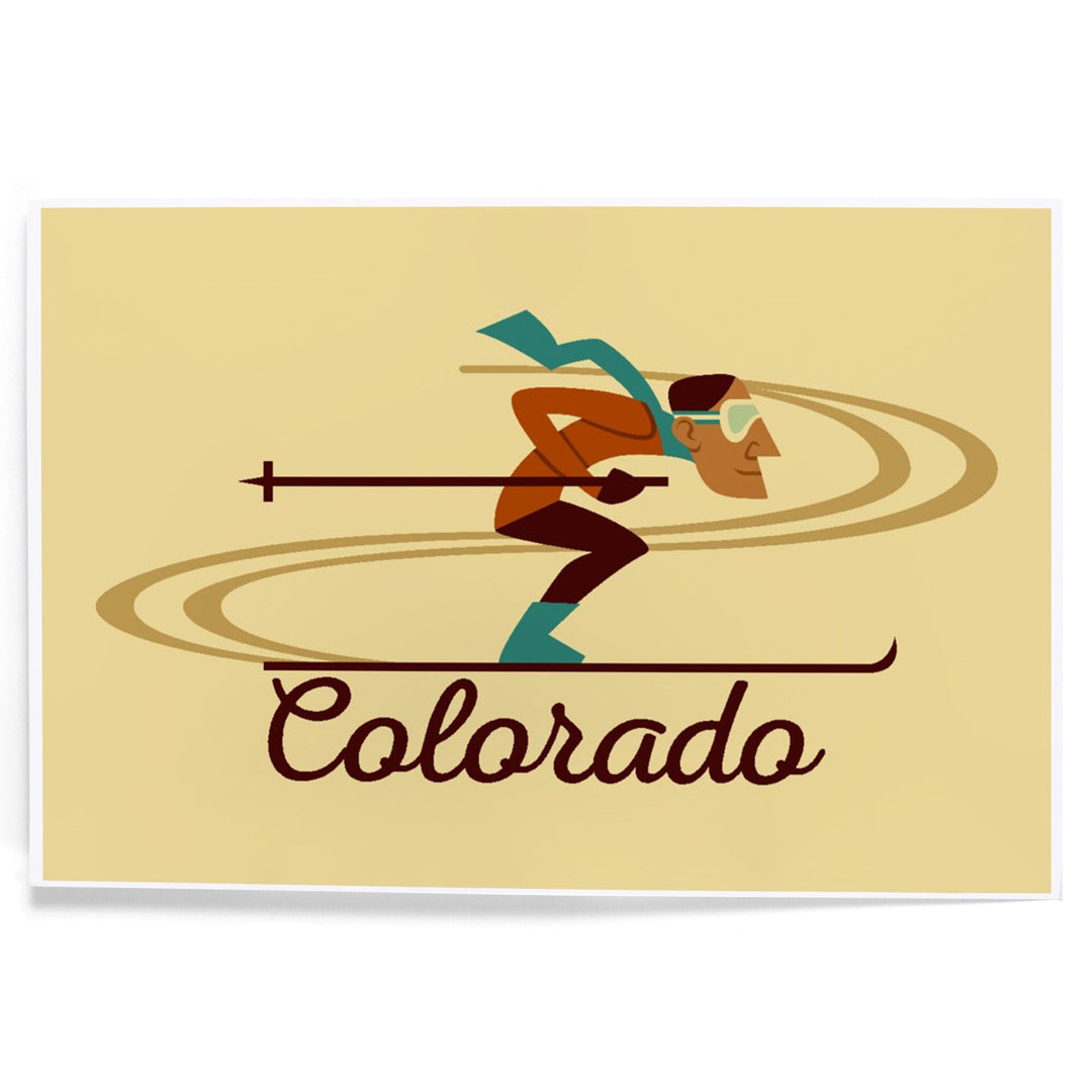 Colorado, Skiing Geometric, Art & Giclee Prints Art Lantern Press 