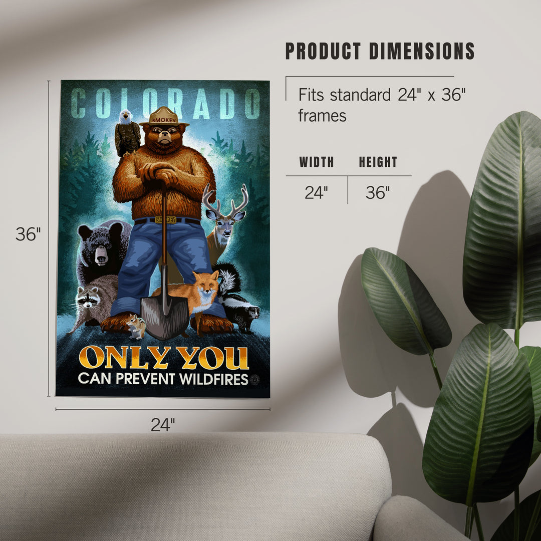 Colorado, Smokey Bear and Friends, Only You Can Prevent Wildfires, Officially Licensed, Art & Giclee Prints Art Lantern Press 