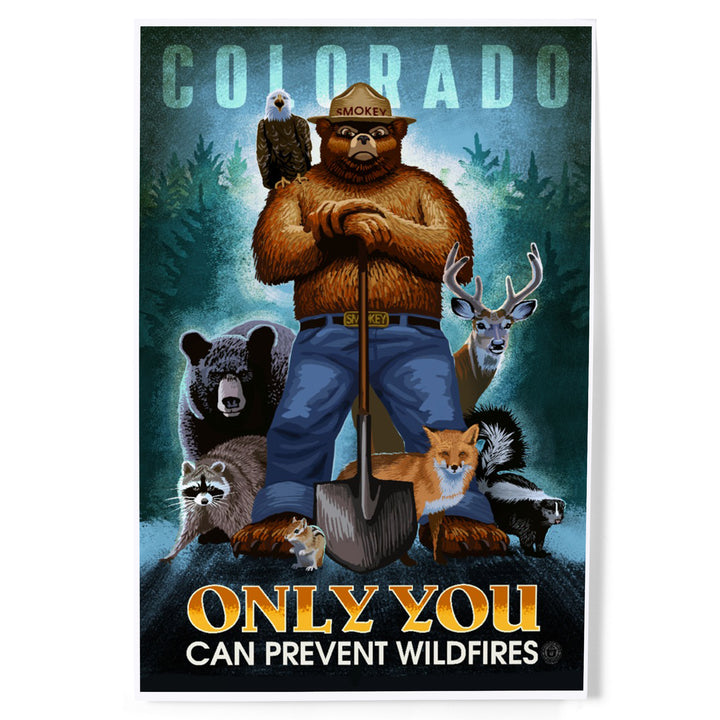 Colorado, Smokey Bear and Friends, Only You Can Prevent Wildfires, Officially Licensed, Art & Giclee Prints Art Lantern Press 