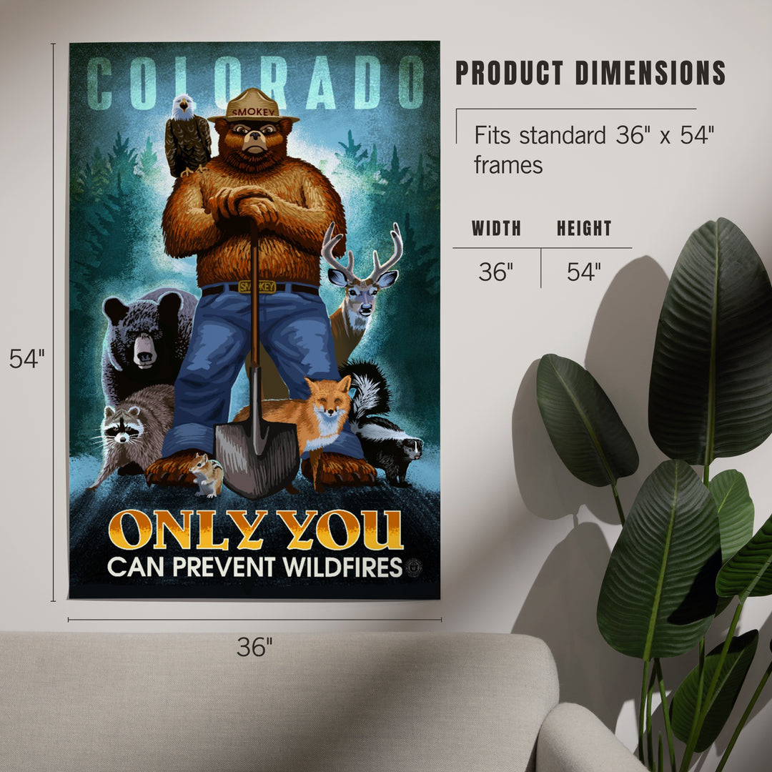 Colorado, Smokey Bear and Friends, Only You Can Prevent Wildfires, Officially Licensed, Art & Giclee Prints Art Lantern Press 