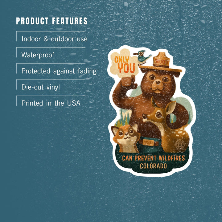 Colorado, Smokey Bear and Friends, Only You, Contour, Vinyl Sticker - Lantern Press