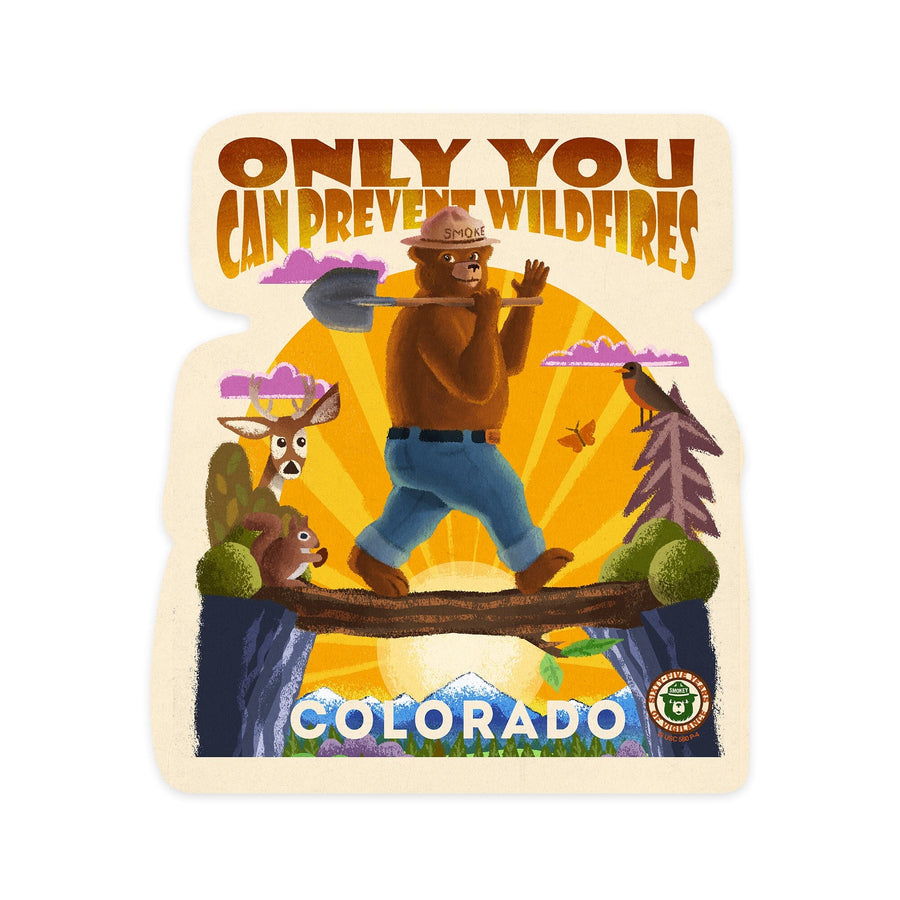 Colorado, Smokey Bear and Friends, Only You, Mid-Century Inspired, Contour Press, Vinyl Sticker Sticker Lantern Press 