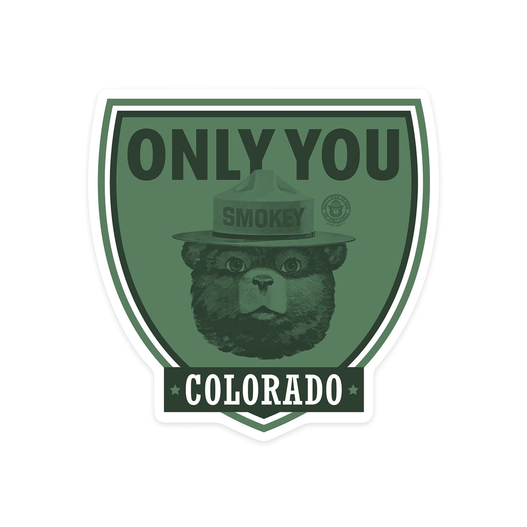 Colorado, Smokey Bear, Only You, Contour, Vinyl Sticker - Lantern Press