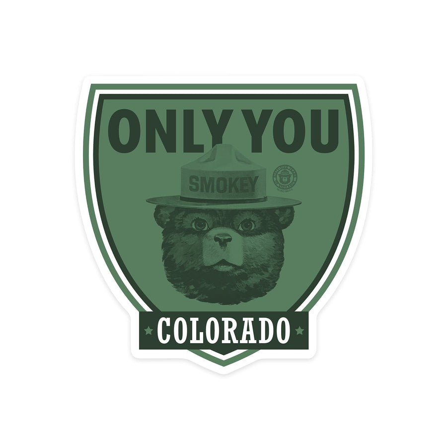 Colorado, Smokey Bear, Only You, Contour, Vinyl Sticker - Lantern Press