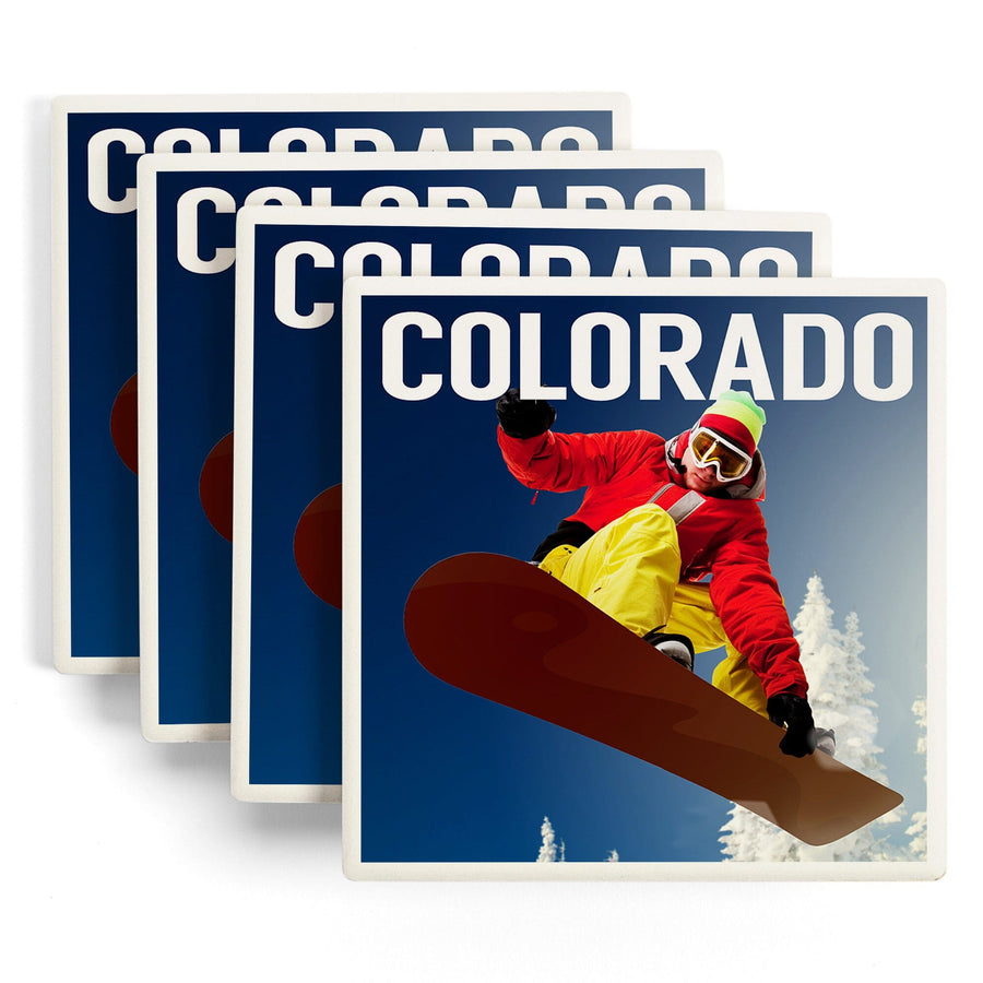 Colorado, Snowboarder, Coaster Set Coasters Lantern Press 