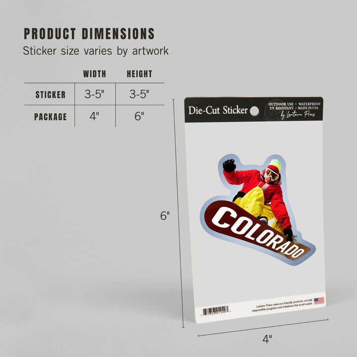 Colorado, Snowboarder, Contour, Vinyl Sticker Sticker Lantern Press 