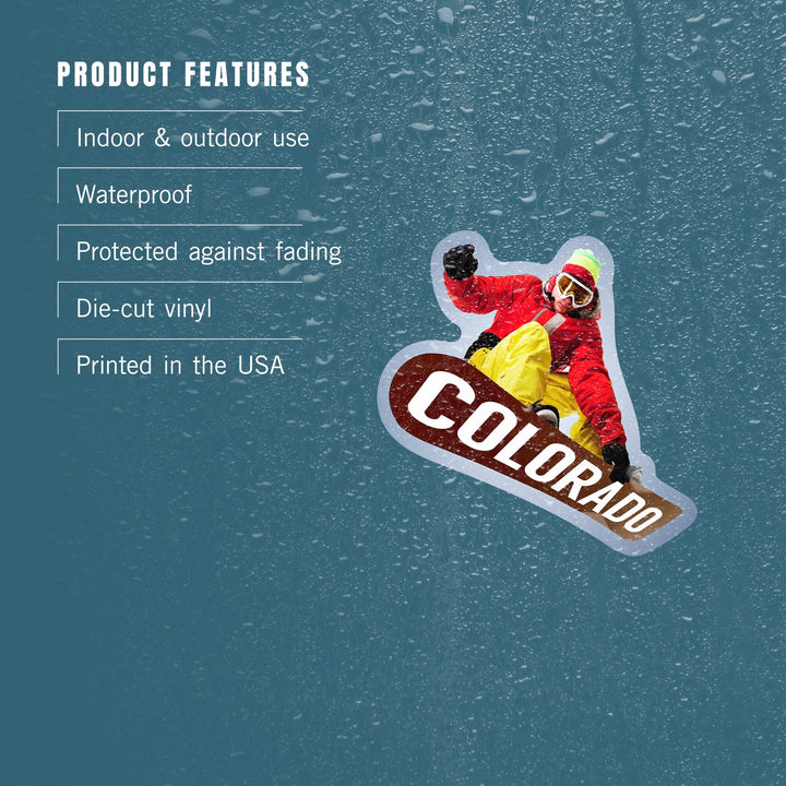Colorado, Snowboarder, Contour, Vinyl Sticker Sticker Lantern Press 