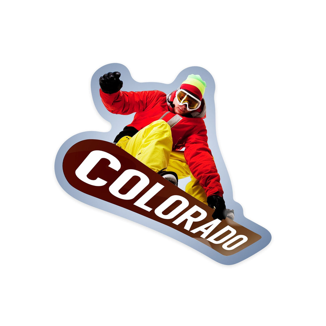 Colorado, Snowboarder, Contour, Vinyl Sticker Sticker Lantern Press 