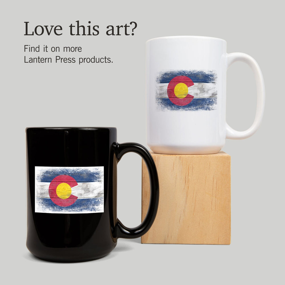Colorado, State Flag, Rustic, Contour, Lantern Press Artwork, Ceramic Mug Mugs Lantern Press 