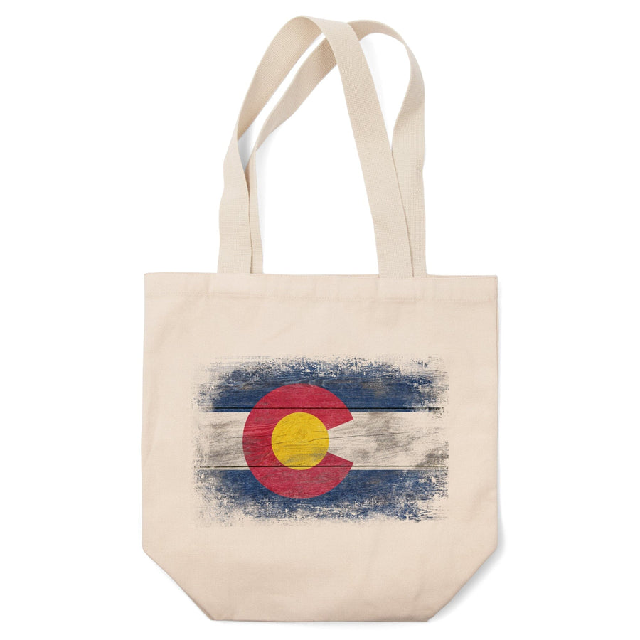 Colorado, State Flag, Rustic, Contour, Lantern Press Artwork, Tote Bag Totes Lantern Press 