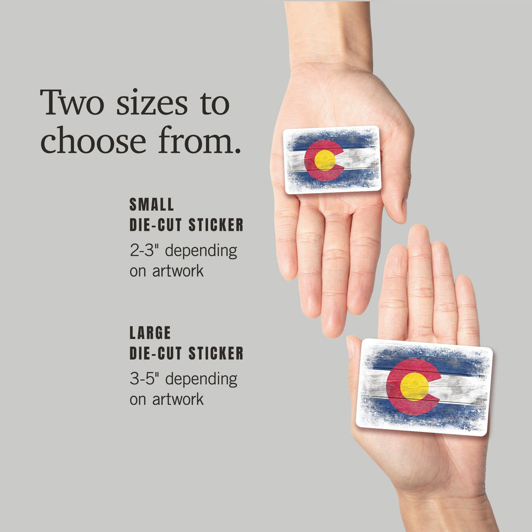 Colorado, State Flag, Rustic, Contour, Lantern Press Artwork, Vinyl Sticker Sticker Lantern Press 