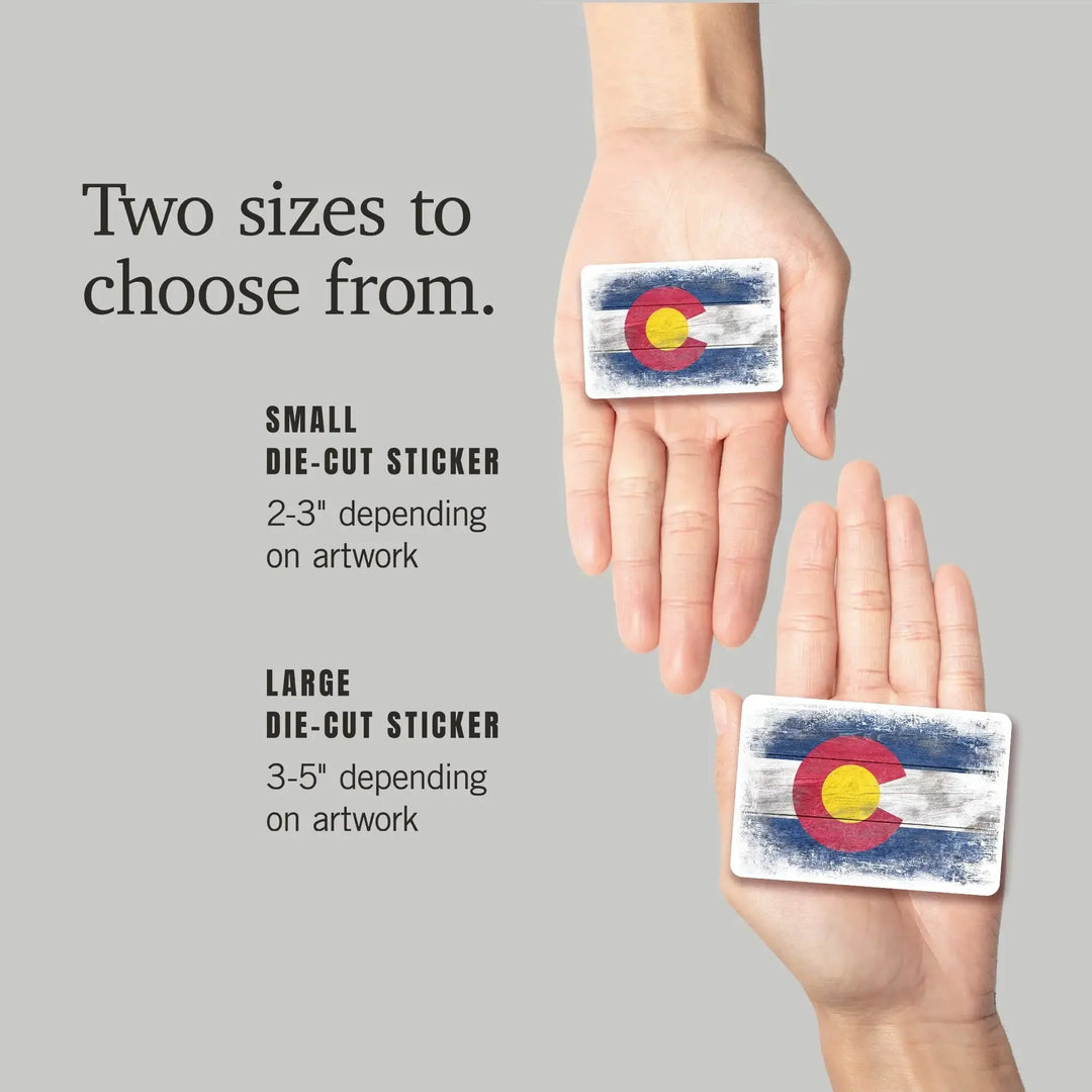 Wyoming Flag Colorado State Flag, Rustic Painting, Contour, Outdoor Vinyl Stickers – Lantern Press Cool Vinyl Stickers