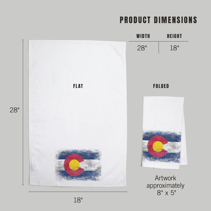 Colorado, State Flag, Rustic, Contour, Organic Cotton Kitchen Tea Towels Kitchen Lantern Press 