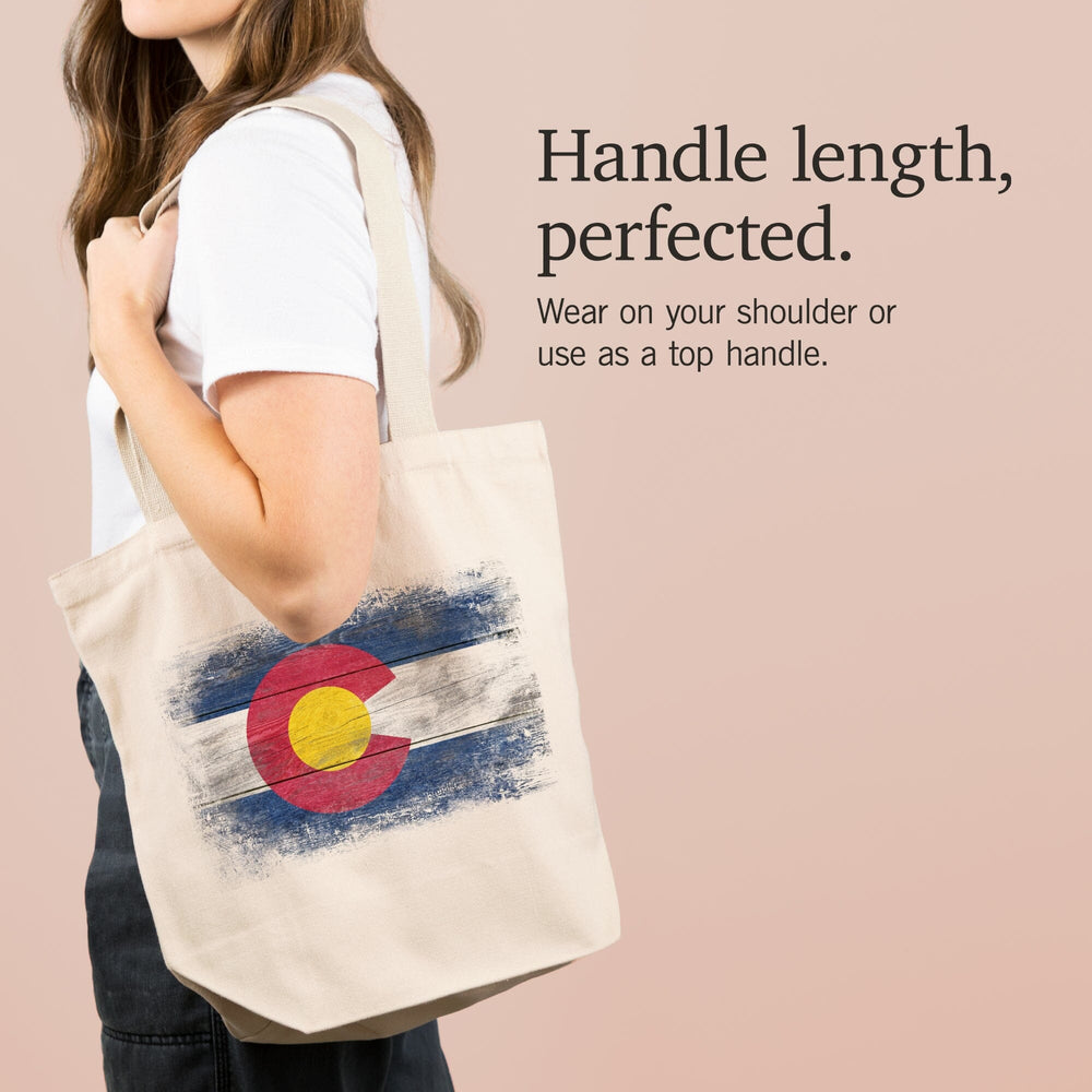 Colorado, State Flag, Rustic,, Tote Bag Totes Lantern Press 