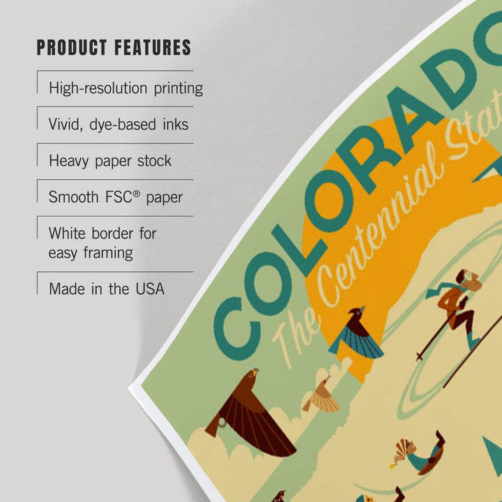 Colorado, The Centennial State, Geometric, Art & Giclee Prints Art Lantern Press 