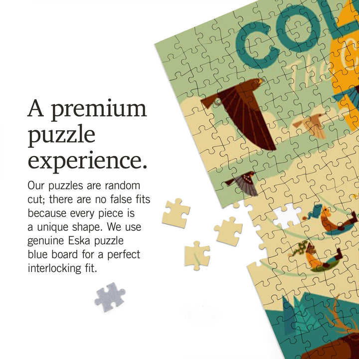 Colorado, The Centennial State, Geometric, Jigsaw Puzzle Puzzle Lantern Press 
