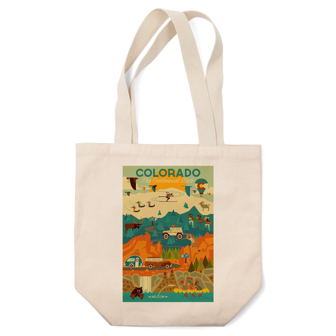 Colorado, The Centennial State, Geometric, Tote Bag Totes Lantern Press 