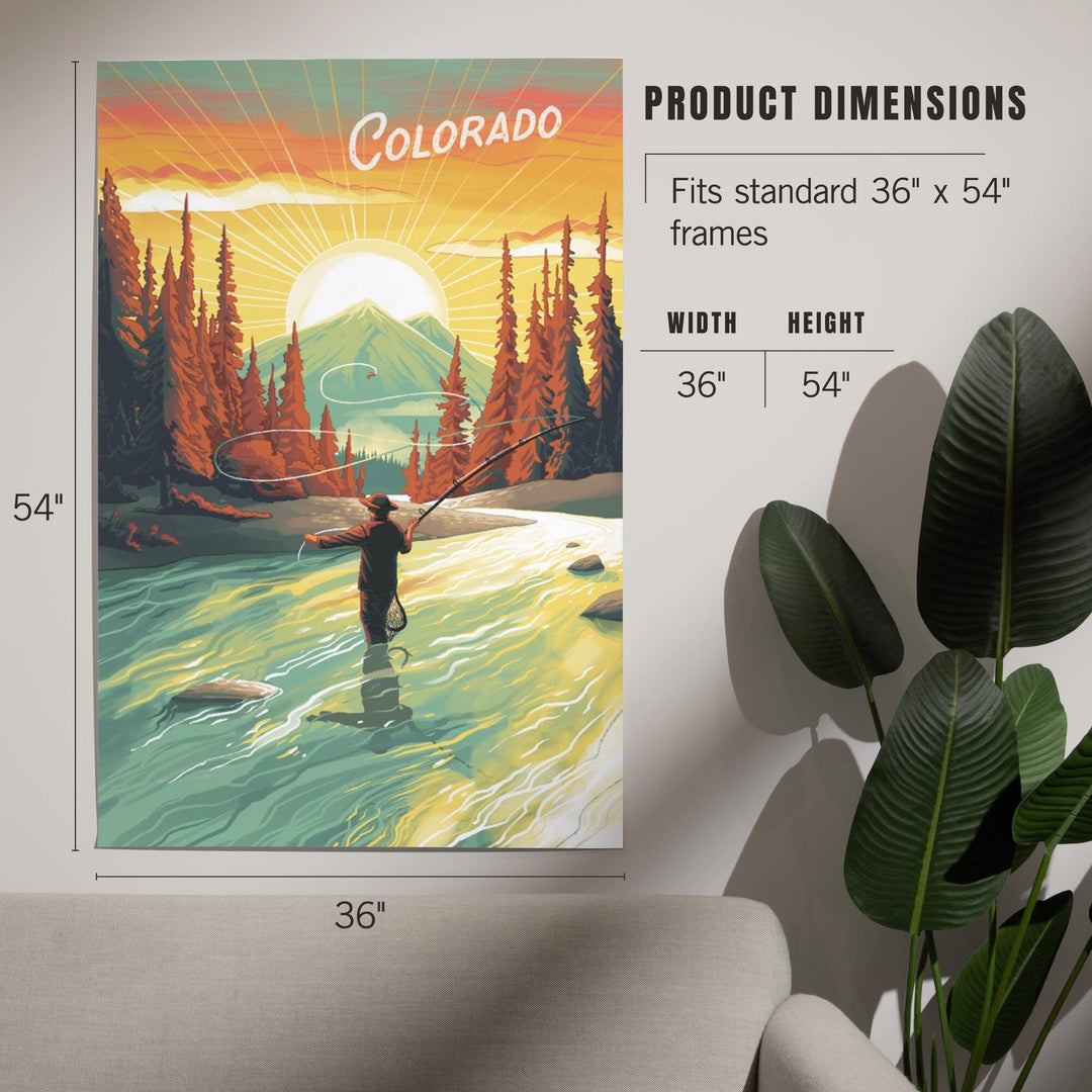 Colorado, This is Living, Fishing with Mountain, Art & Giclee Prints Art Lantern Press 