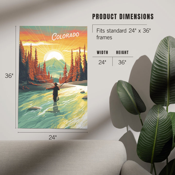 Colorado, This is Living, Fishing with Mountain, Art & Giclee Prints Art Lantern Press 