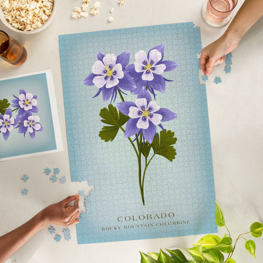 Colorado, Vintage Flora, State Series, Rocky Mountain Columbine, Jigsaw Puzzle Puzzle Lantern Press 