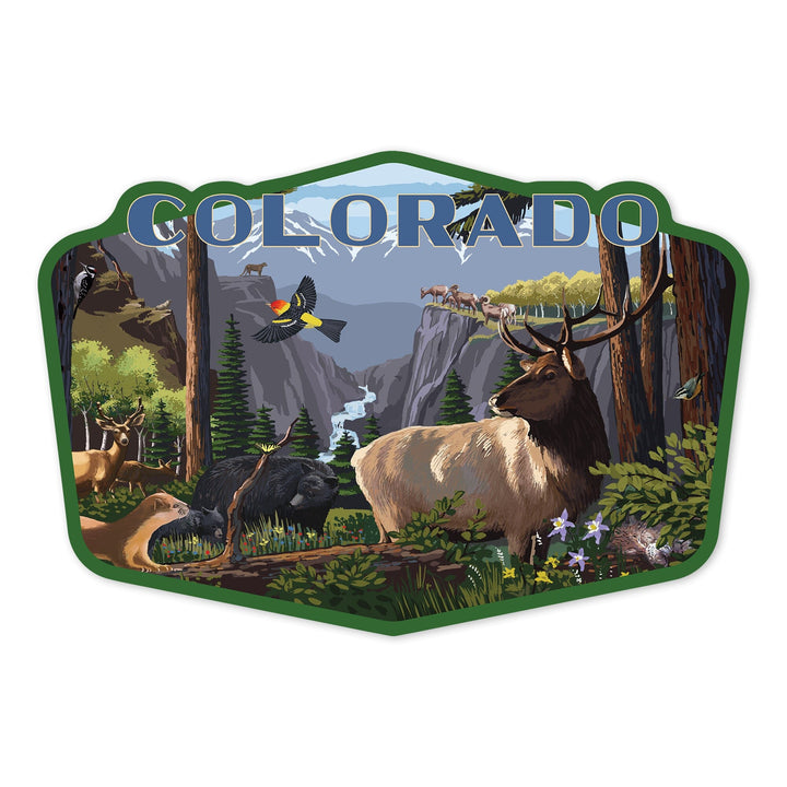 Colorado, Wildlife Utopia, Contour, Vinyl Sticker Sticker Lantern Press 