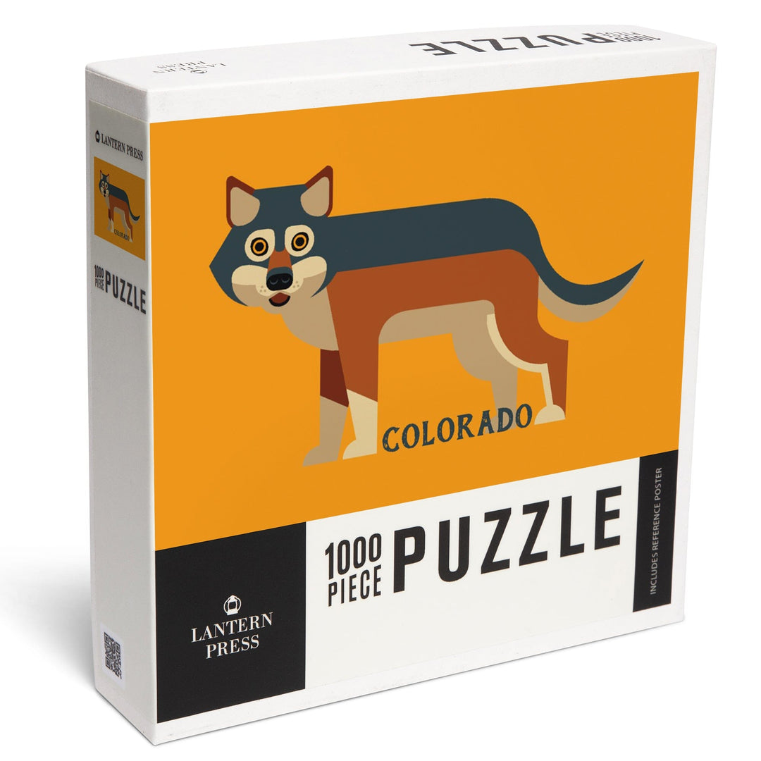 Colorado, Wolf Geometric, Jigsaw Puzzle Puzzle Lantern Press 