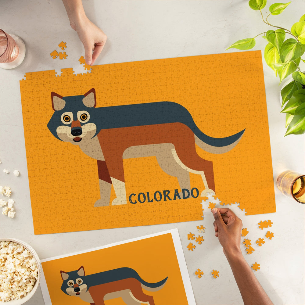 Colorado, Wolf Geometric, Jigsaw Puzzle Puzzle Lantern Press 