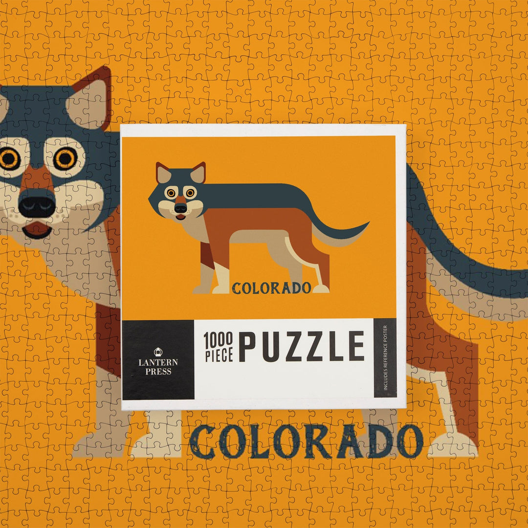 Colorado, Wolf Geometric, Jigsaw Puzzle Puzzle Lantern Press 