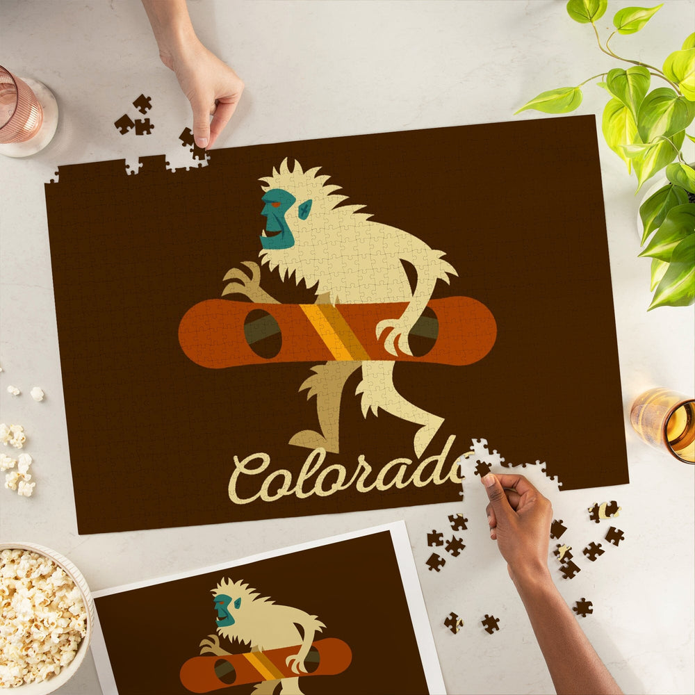 Colorado, Yeti Geometric, Jigsaw Puzzle Puzzle Lantern Press 