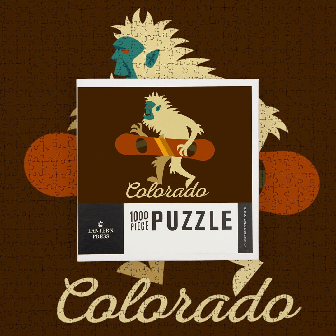 Colorado, Yeti Geometric, Jigsaw Puzzle Puzzle Lantern Press 