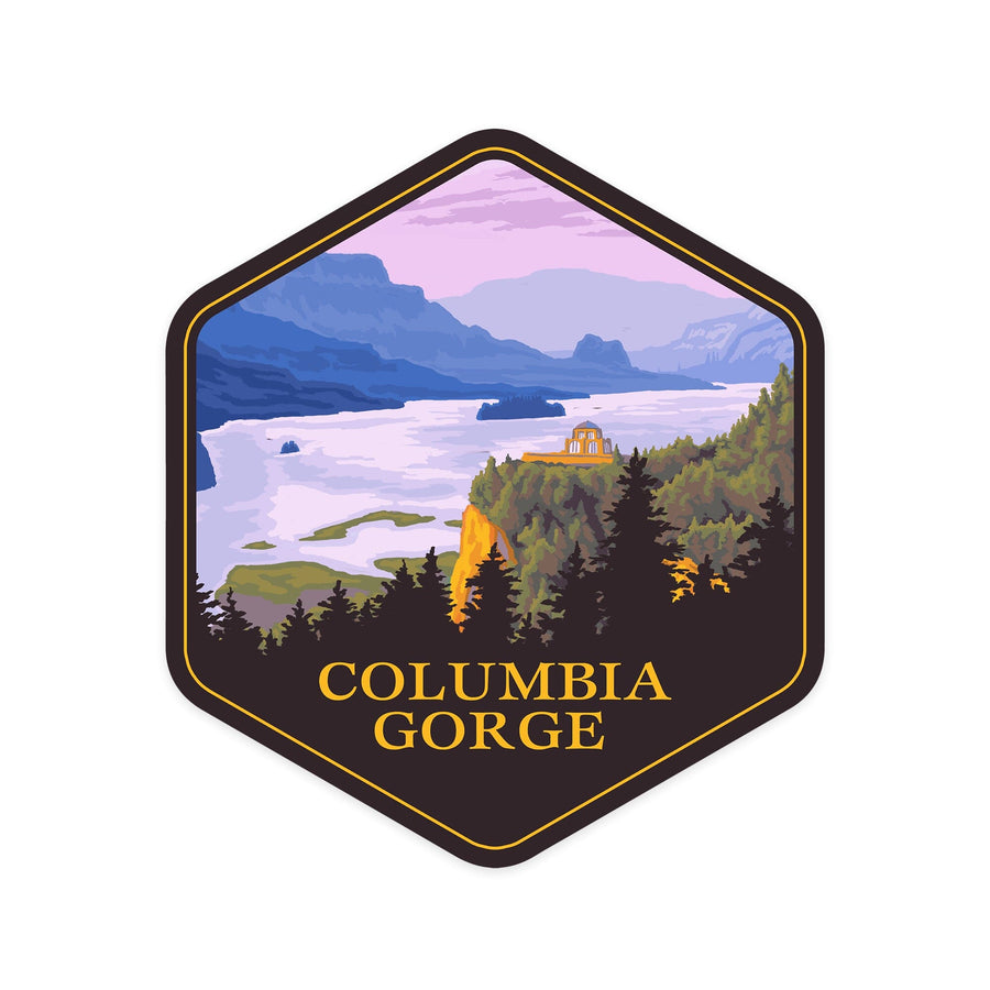 Columbia Gorge, Oregon & Washington, Contour, Lantern Press Artwork, Vinyl Sticker Sticker Lantern Press 